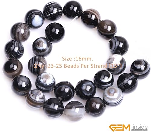 Miniatura 776 de GEM-Inside - Cuentas sueltas de piedra de lava negra natural de 0.315 in para hacer joyas, 15 pulgadas Cordierita de grado A