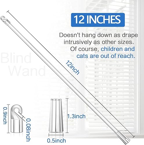 Miniatura 5 de Varita ciega de repuesto con gancho, varita inclinable para ventana de 12 pulgadas con gancho y agarre (paquete de 6)