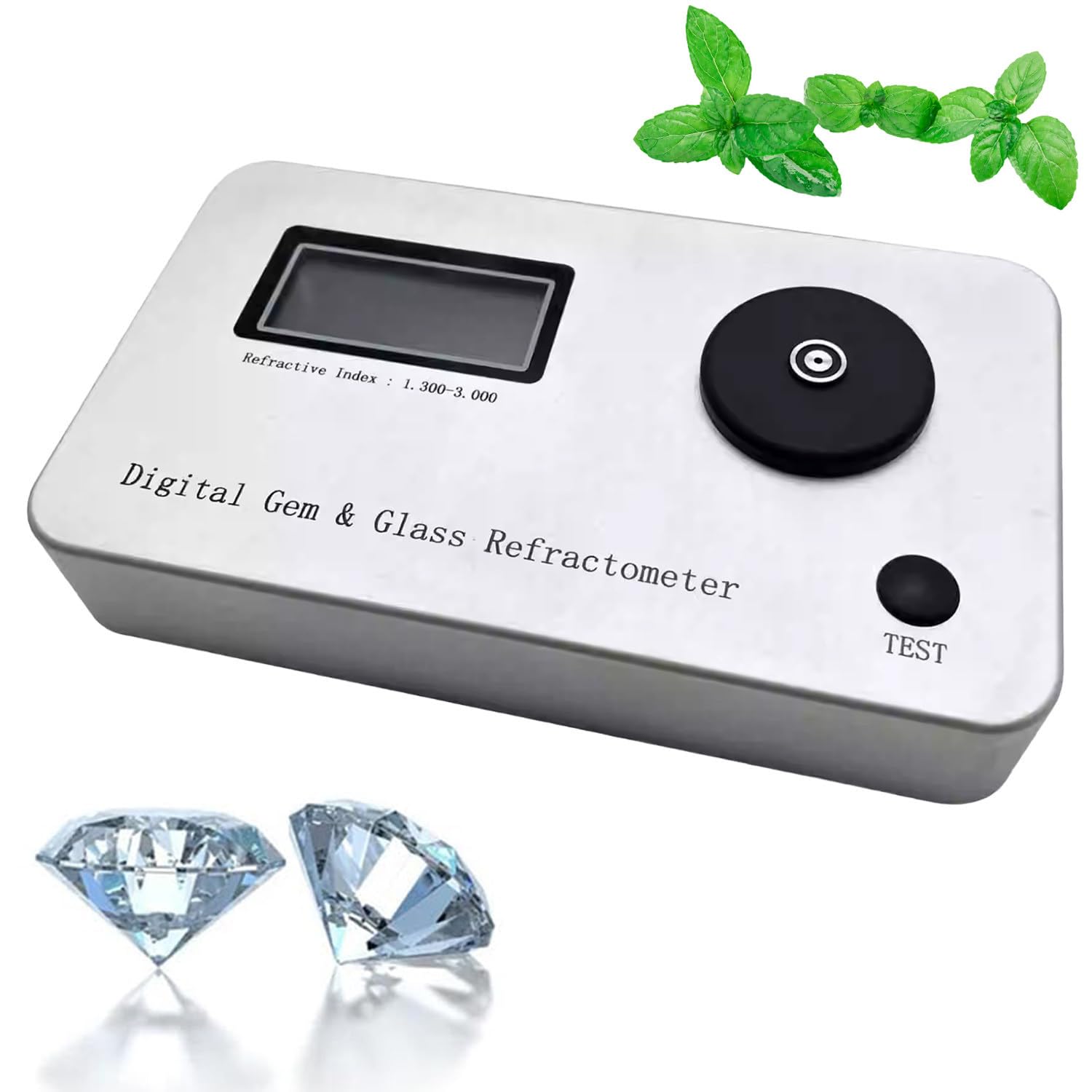 GSHSHOU Digital Gemstone Refractometer with Large LCD Screen, Refractive Index 1.300-3.000, 700mAh Battery for 10000 Tests, Error ±0.005/Accuracy: 0.001