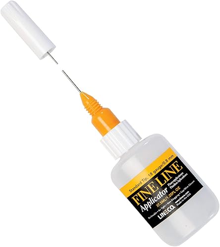 Lineco Aplicador de línea fina con punta dispensadora de acero inoxidable. Alambre hermético, sin obstrucciones, aplicador preciso. Uso para