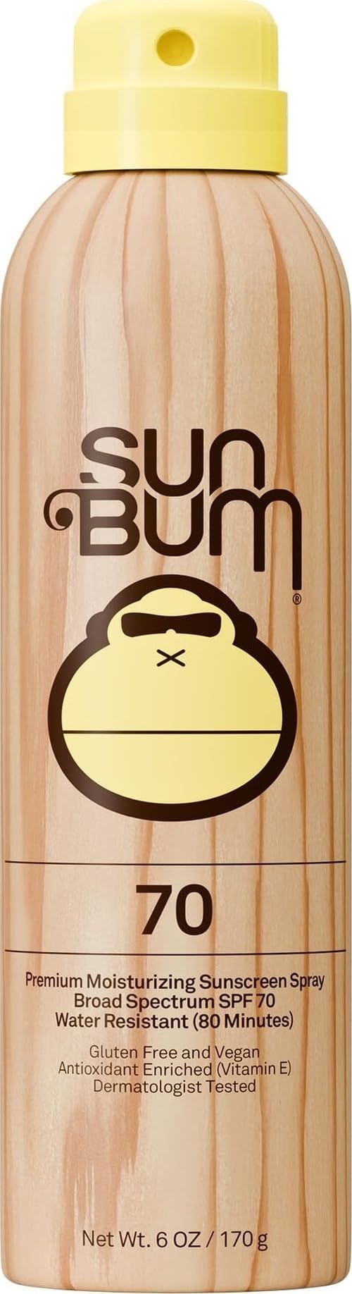 Sun Bum Original SPF 70 Broad Spectrum Sunscreen Body Spray - 6 oz | Moisturizing with Vitamin E, Vegan, Hawaii 104 Act Compliant (Made without Octinoxate & Oxybenzone)