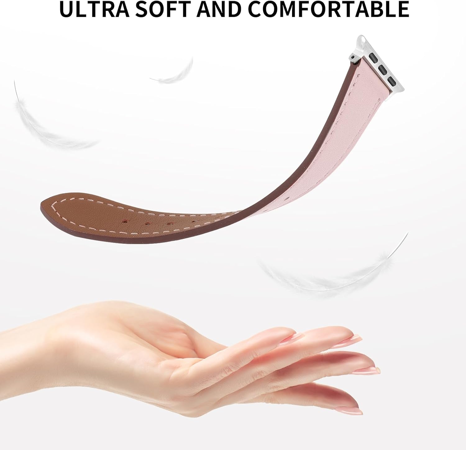 Italy Genuine Leather Bands Women Men Compatible with Apple Watch 38mm 41mm 40mm 42mm 44mm 45mm 46mm 49mm, iWatch Straps Smartwatch Replacement Band for Ultra SE 3/2/1 Series 11 10 9 8 7 6 5 4 3 2 1 - Image 4