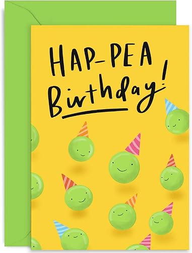 Old English Co. - Tarjeta de cumpleaños Hap-Pea para hombres y mujeres, divertida tarjeta de cumpleaños para él o ella, tarjeta de cumpleaños para