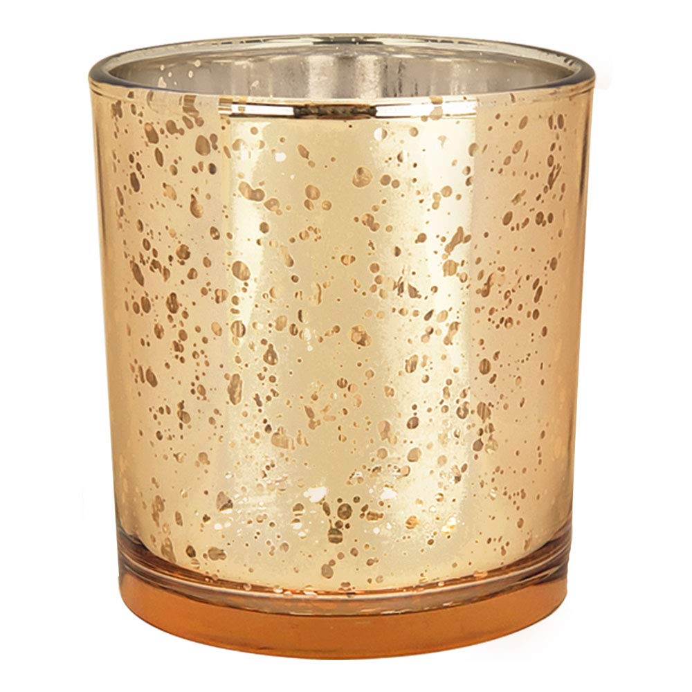 Just Artifacts 3-Inch Speckled Mercury Glass Votive Candle Holder (1pc, Gold)