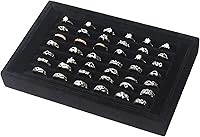 Pangkeep Black Velvet Ring Display Tray - Holds 42 Rings & Earrings, Jewelry Organizer Stand for Selling & Storage