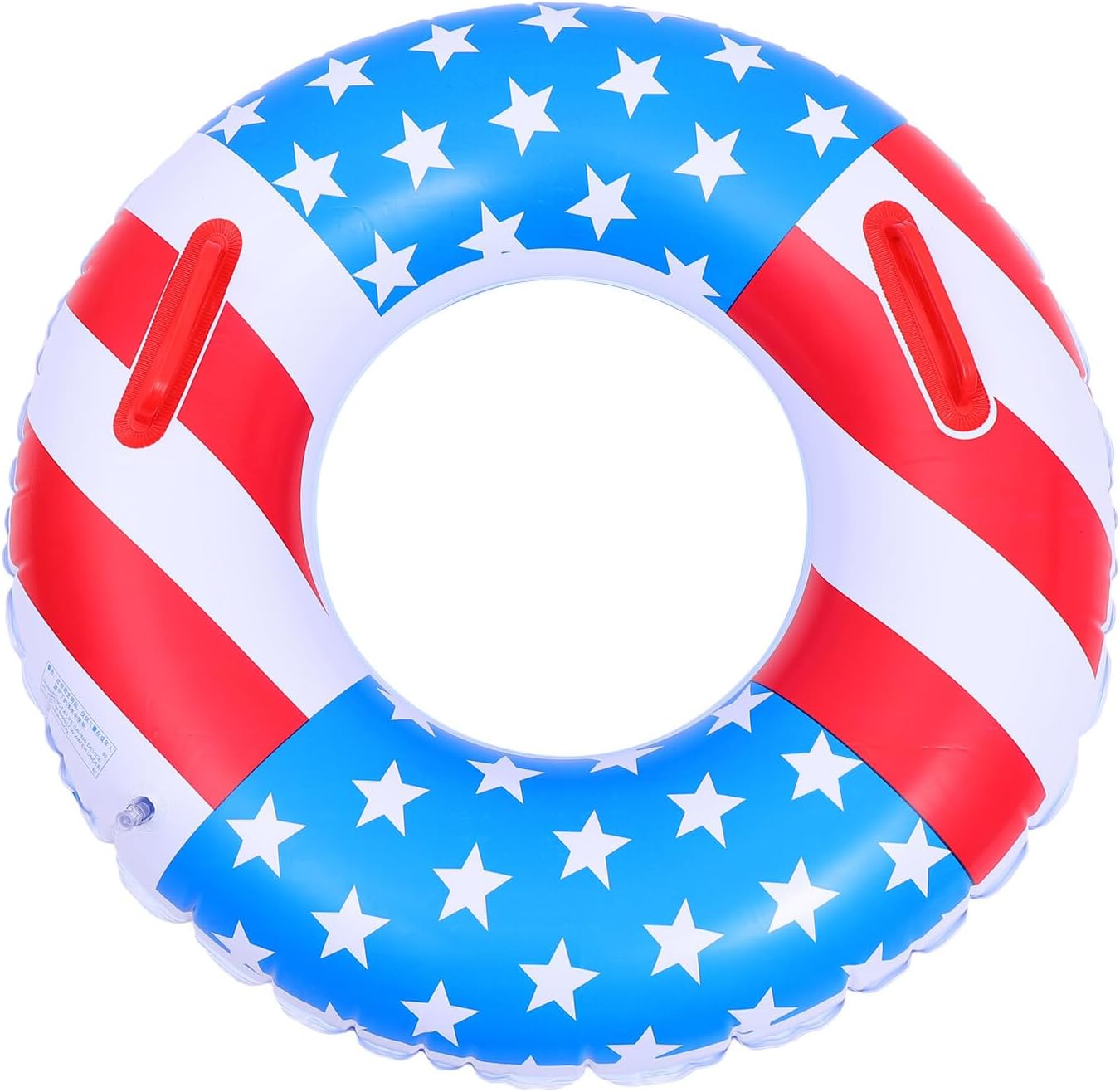 Inflatable PVC Swim Ring with Star Flag Design, Adults Independence Day Floating Water Ring Pool for Summer Swimming and Beach Fun Random Color