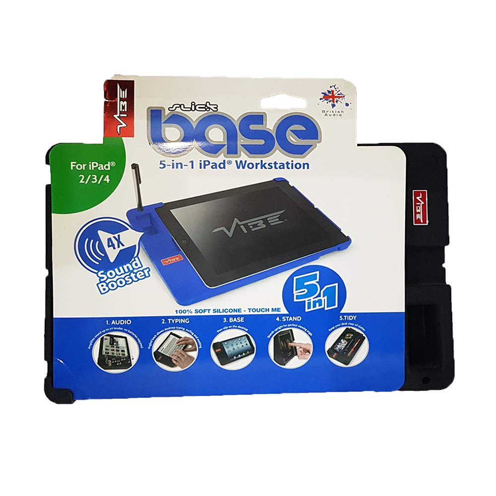 VIBESlick Base 5 in 1 Mini Work Stations with 4x Sound Booster for iPad 2/3/4 (No Batteries Required) (Black)