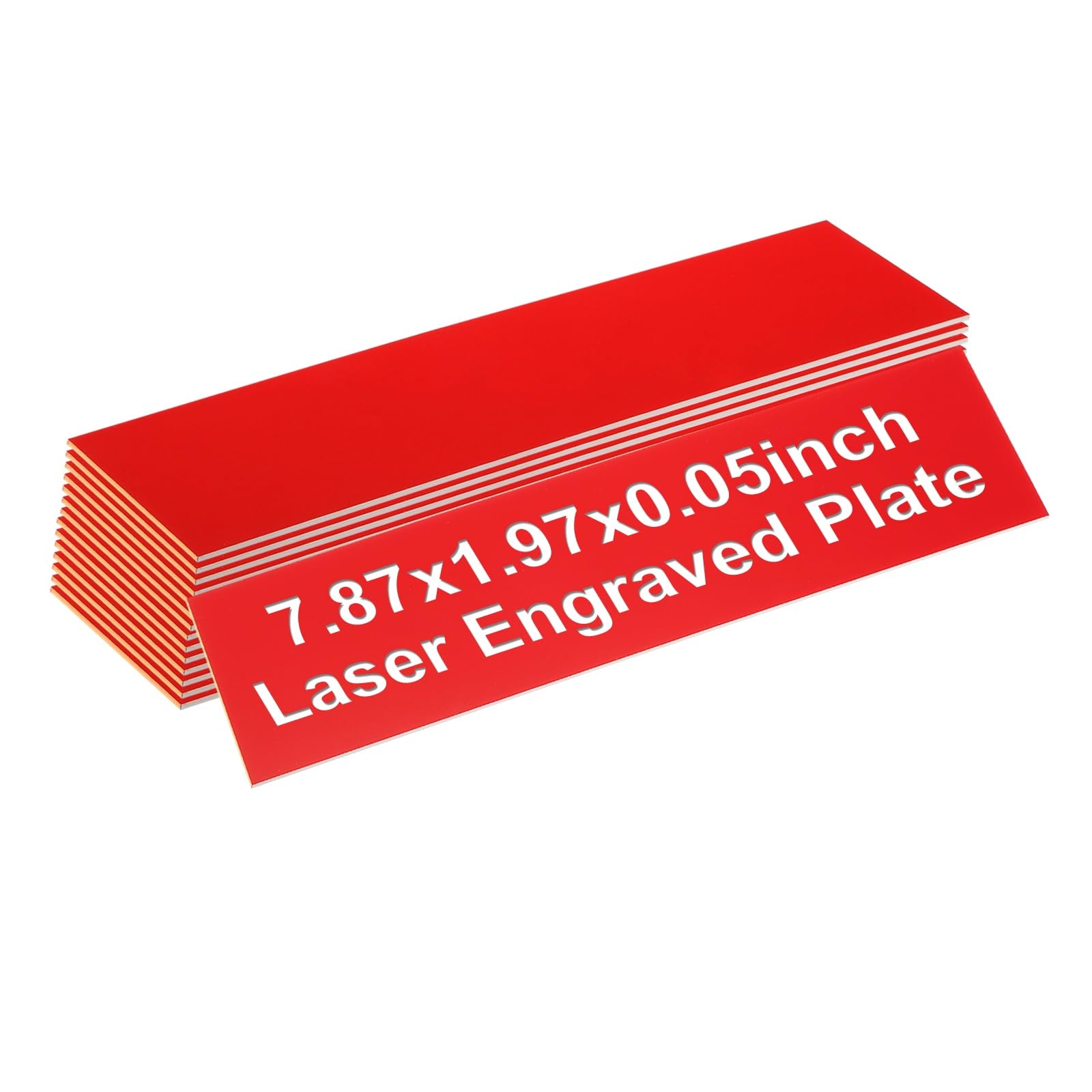 PATIKIL Blank Name Plates, 7.87x1.97" Engraved Name Plates Name Plate Personalized Custom Door Signs Desk Tags for Office Classroom, Red Color White Letter, 15 Pcs