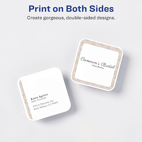 Vista 7 de Avery Clean Edge - Tarjetas cuadradas imprimibles con tecnología Sure Feed, esquinas redondeadas, 2.5 x 2.5 pulgadas, blancas, 180 tarjetas