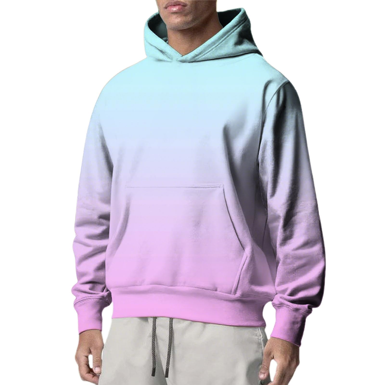 Sudaderas Hombres con Capucha Sudadera De Manga Larga Degradada Holgada Estilo Informal para Hombre Llavero Yoga (Pink, L) Ropa Running Moto Protecciones Chaqueta Entretiempo Proteccion