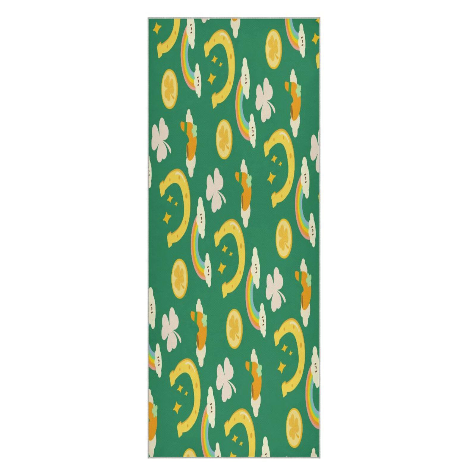 pnyoin St Patrick's Day Green Yoga Towel,Hot Yoga Mat Towel with Grip Dots Sweat Absorbent Non-Slip for Hot Yoga, 24