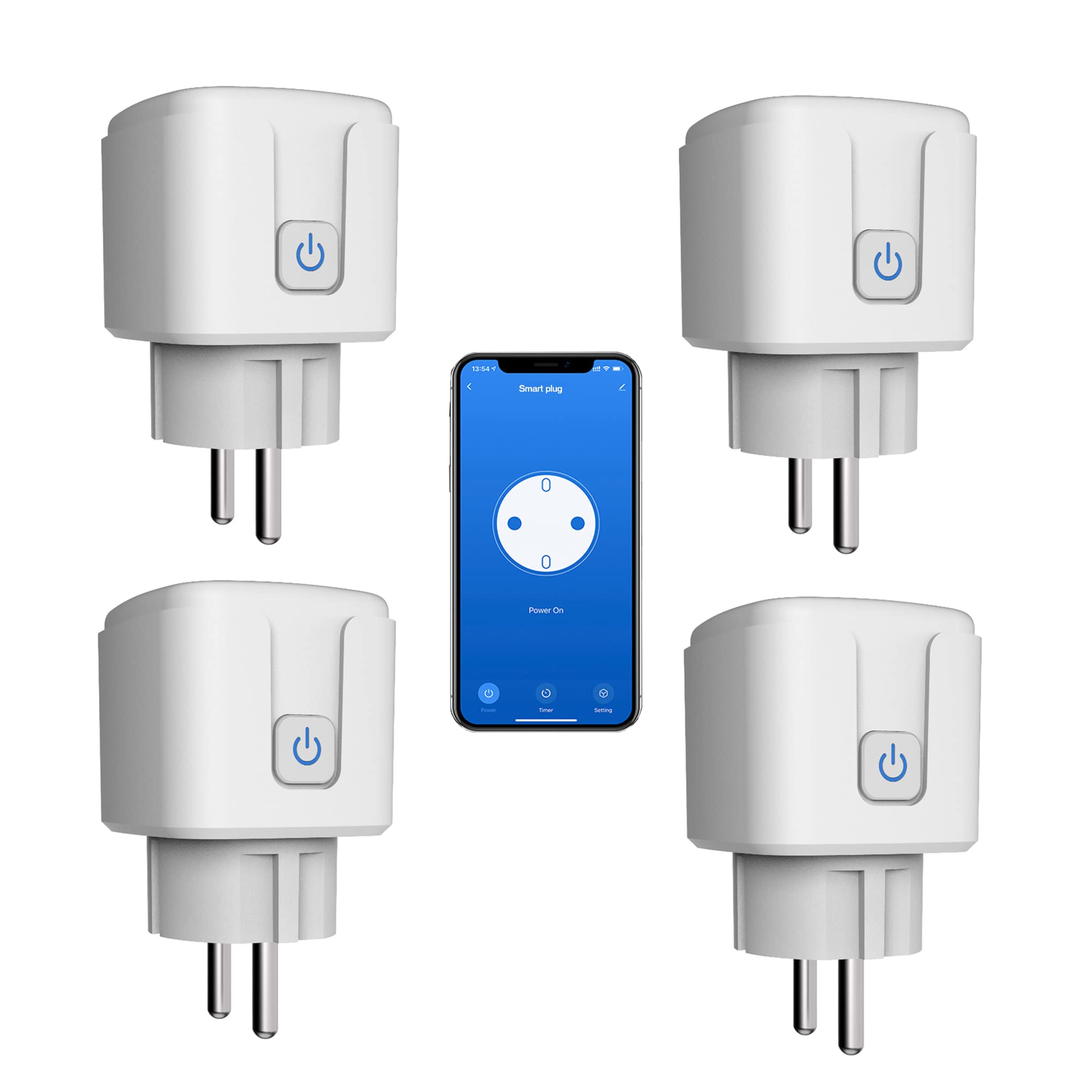 Smart Plug Wifi Steckdose:16A Wifi Plugs mit Timer und Countdown-Funktion,App-Fernbedienung, kein Hub erforderlich, Energiemonitor Smart Socket Switch Funktioniert mit Alexa (Wi-fi,4-pack)