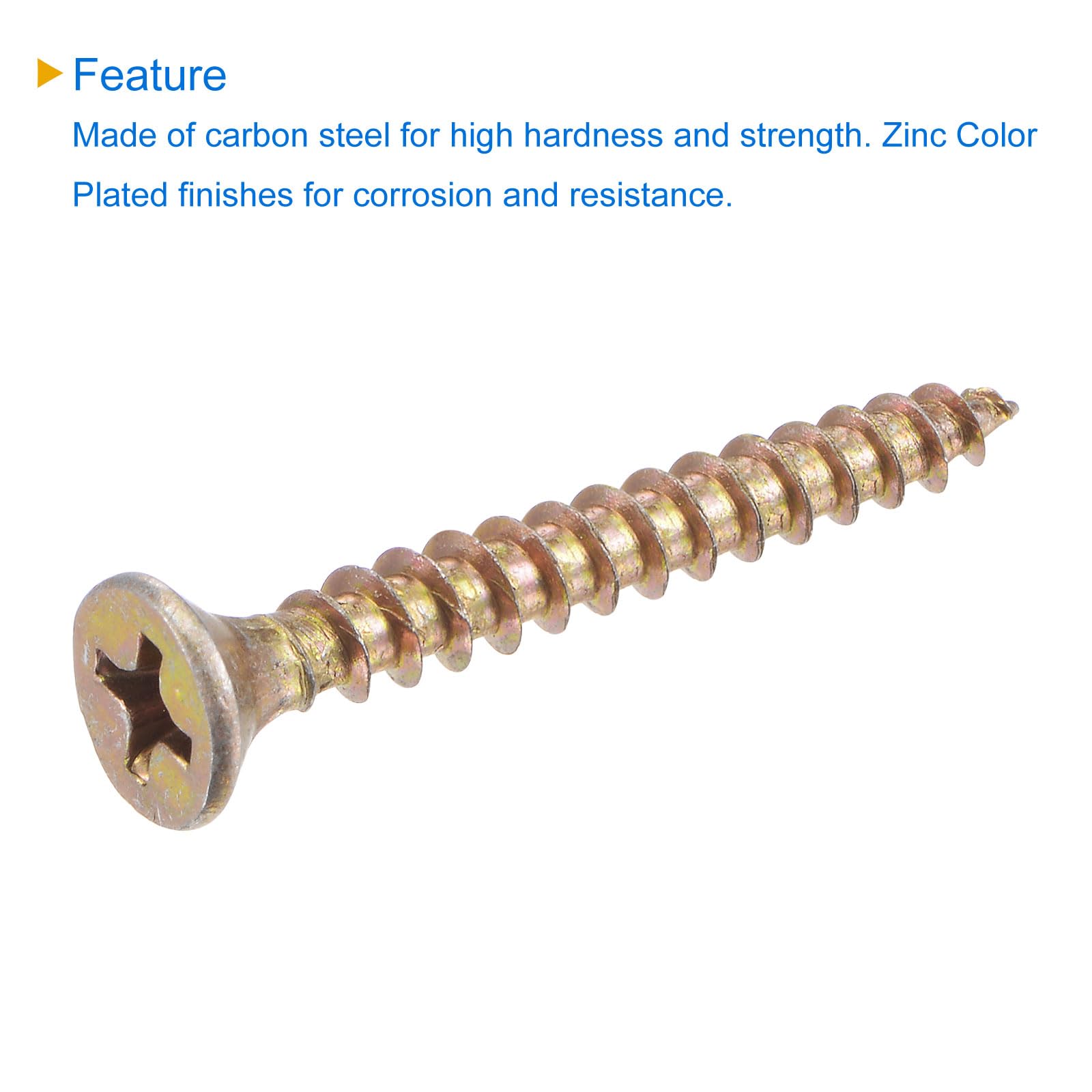 100pcs #6 X 1-3/8" Wood Screws – Flat Head, Phillips Drive, Zinc Coated, Fine Thread, Carbon Steel For Interior Use – IMSCREWS