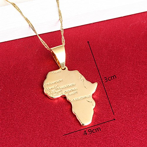 Big Size Crystal Africa Map Pendant Necklace Women 24K Gold African Map Hiphop Item2