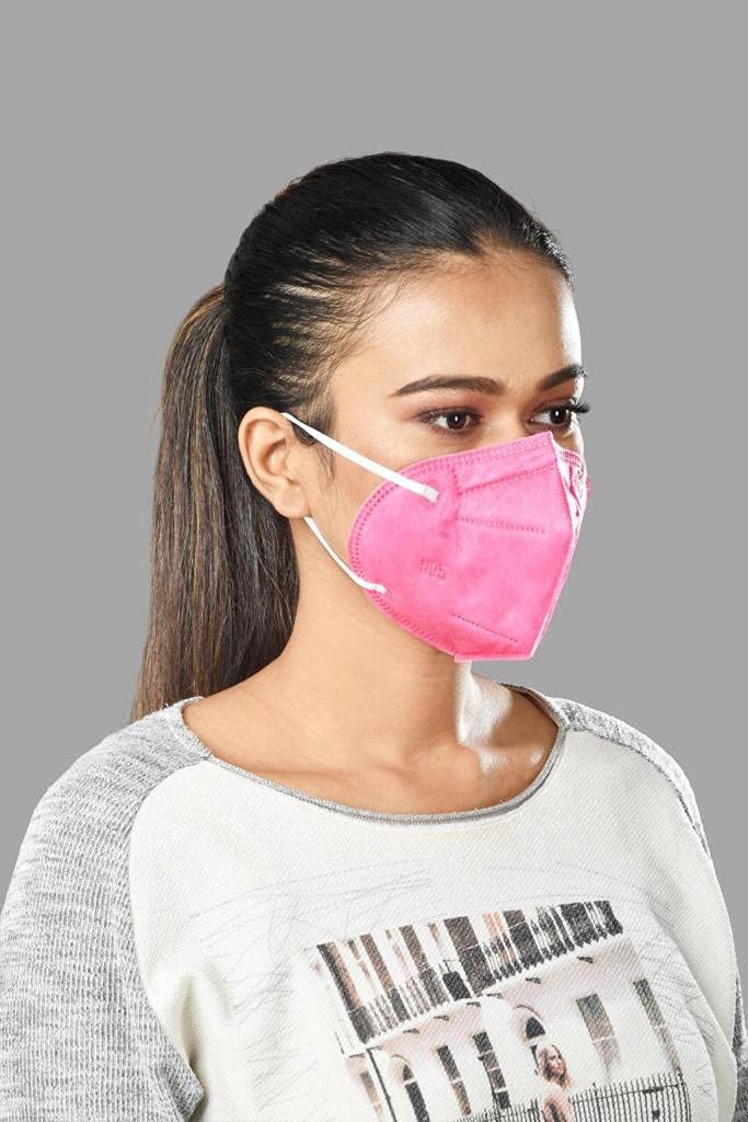 Life Vitals Non-Woven Fabric Reusable N 95 Mask With Ear Loop Style Protective Face Mask with genuine Melt Blown and Hot Air Cotton (Pink, Without Valve, Pack of 10) for Unisex