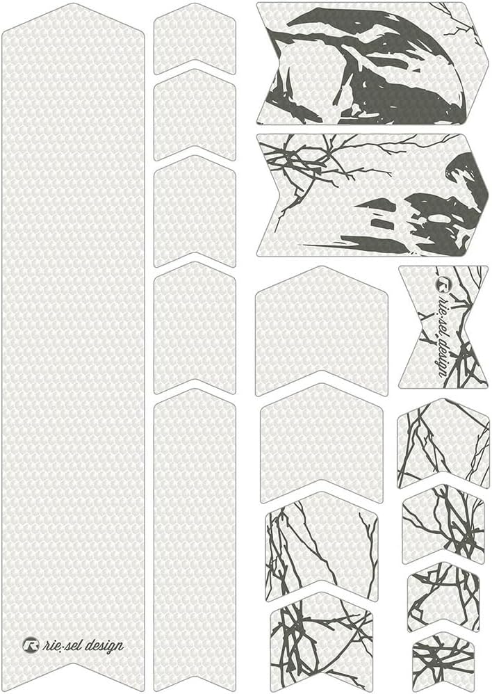Riesel Design - Frame Protection Tape, 17-Piece Set - Bicycle Frame Protector, Mountain Bike Frame Guard, Honeycomb Material, Tool Free Installation - Frame:Tape 3000 (Skull)