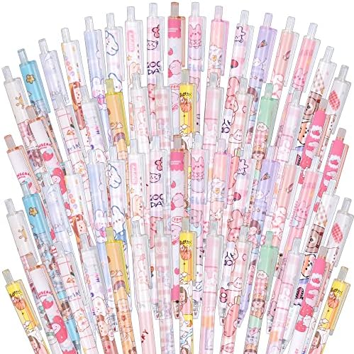 SAIWEILAI ONLINE 100 Pieces Kawaii Gel Ink Pen 0.5 mm Black Ink Kawaii Pens Retractable Ballpoint Pen Cute School Pens Pen for or kids Home Office School Supplies，31 Styles