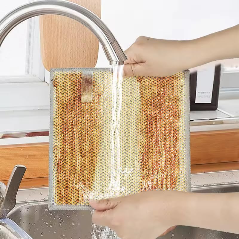 Image of Butterthief Non Scratch Dish Wash Steel Scrub for Kitchen Metal Dish Cloth Scrubber, Stainless Steel Cleaning Pads, Rust-Resistant & Long-Lasting Utensil Cleaner for Pots, Pans & Sink (Pack of 10)