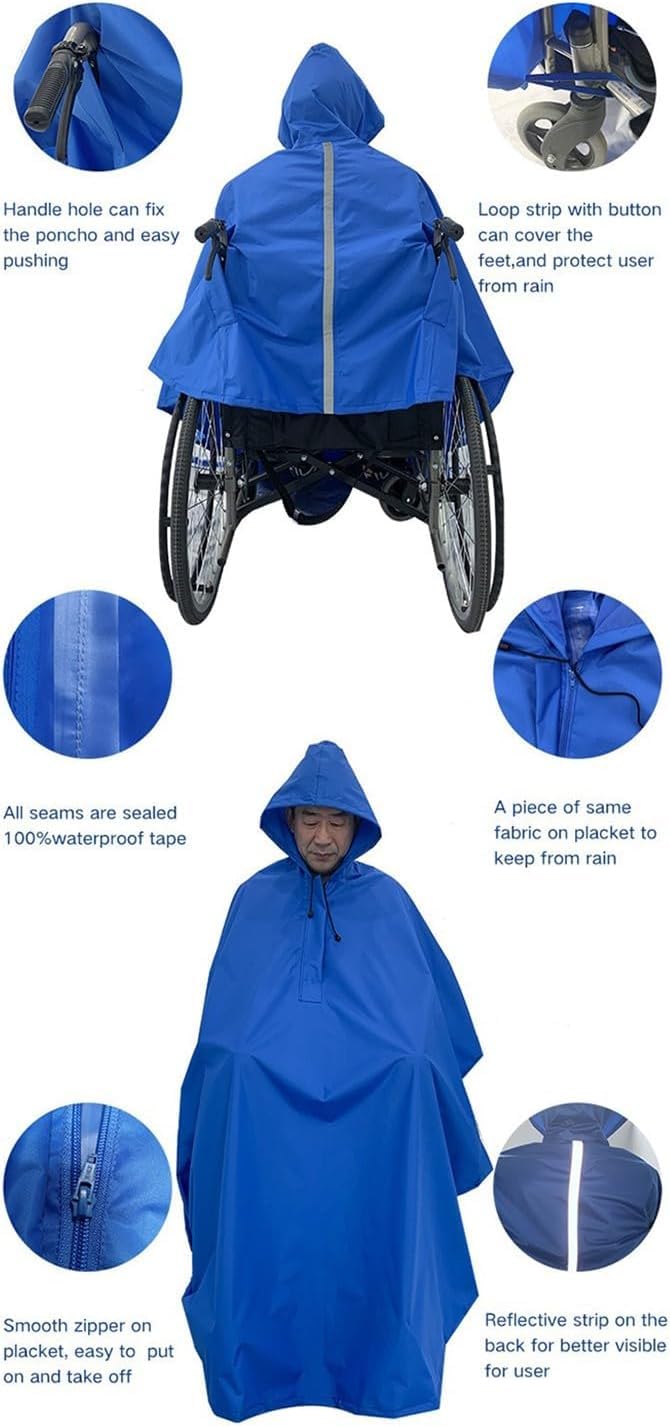 Poncho impermeable para silla de ruedas, funda protectora con capucha, diseño resistente al viento, tiras reflectantes para protección contra la lluvia en sillas de ruedas y scooters de movilidad