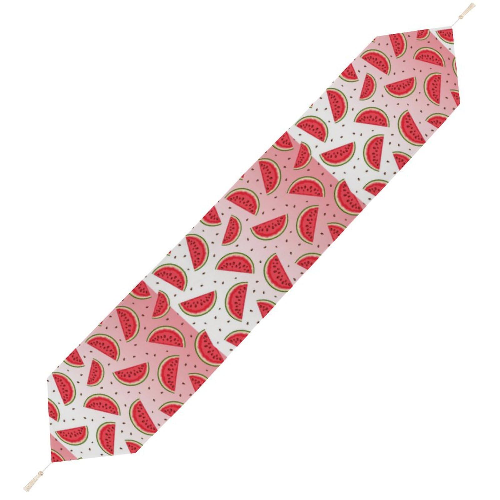 JZemdybill 178*33cm Table Runner with Tassel, Summer Watermelon Table Runner, Table Decoration for Kitchen, Party, Restaurant