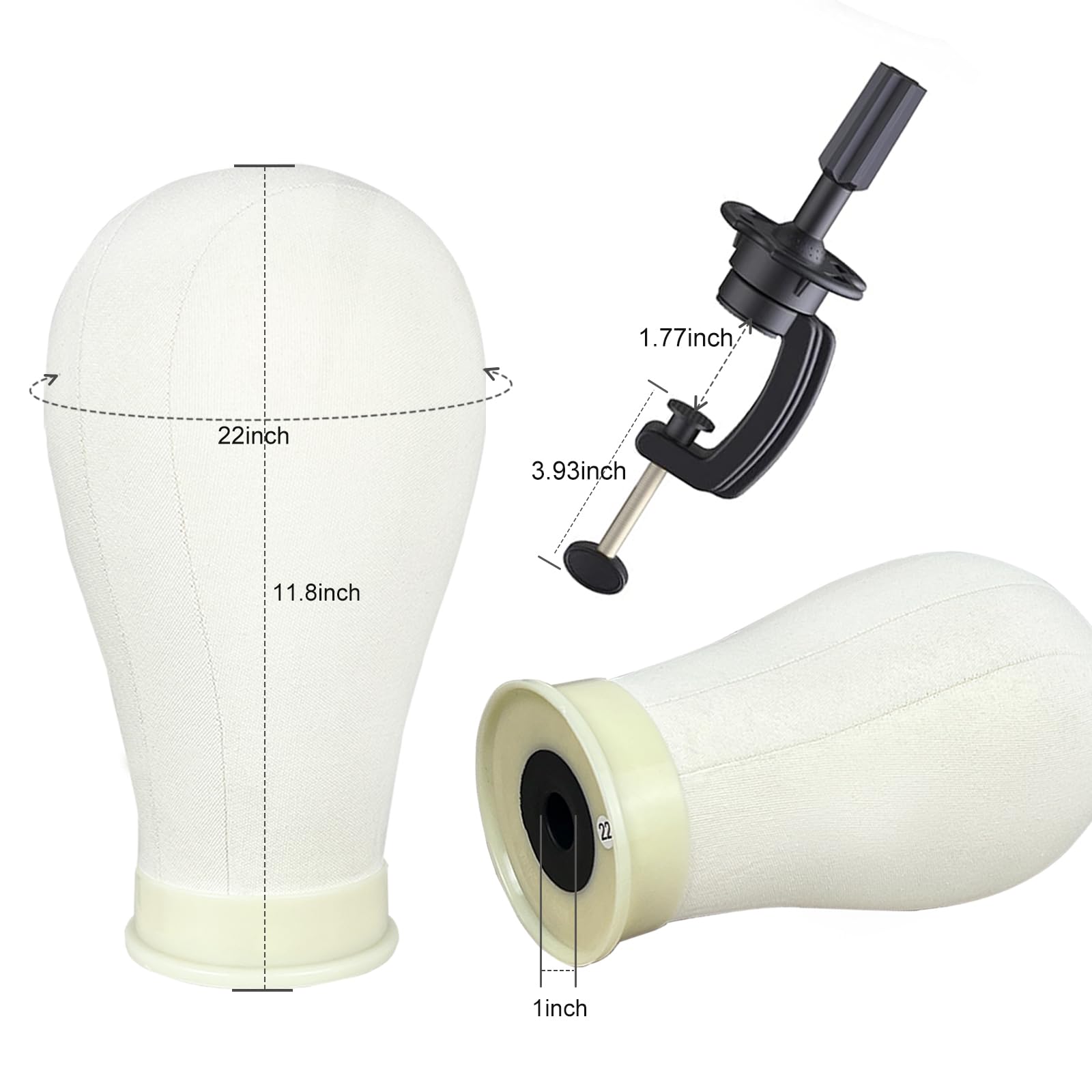 22-Inch Canvas Wig Head Mannequin with Tripod Stand