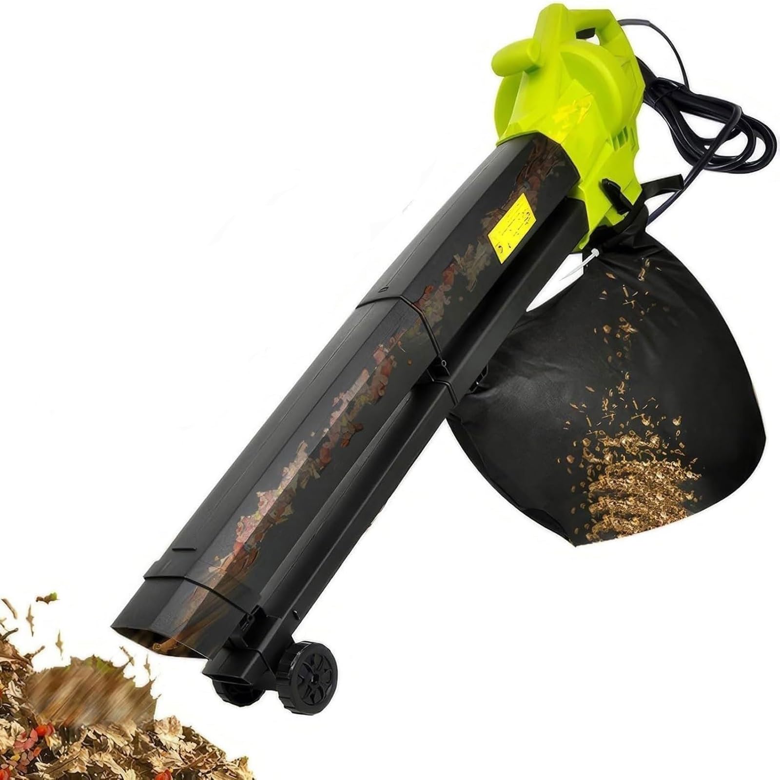 Soplador de hojas de jardín, trituradora de vacío de 3000 W con ruedas, bolsa recolectora de hojas de 40 l, velocidad del viento 270 km/h, soplador de aire ligero y potente for el cuidado del césped