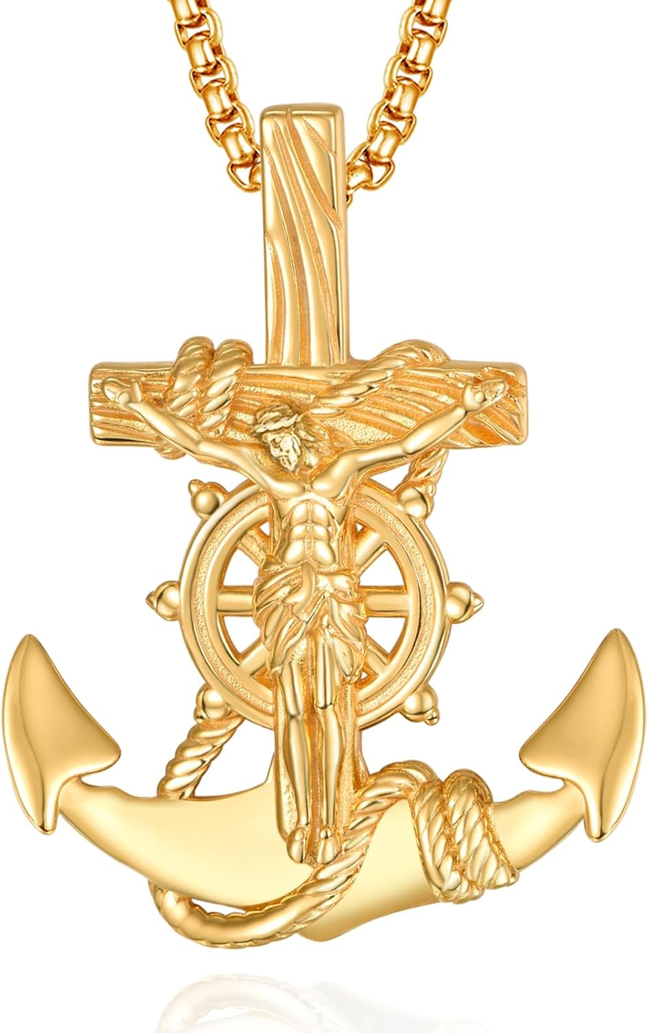 ADMETUS 925 Sterling Silver Patron Saint Necklace | Amulet Necklace Cross Jewelry for Men with 2.5mm 22"+2" Rolo Chain