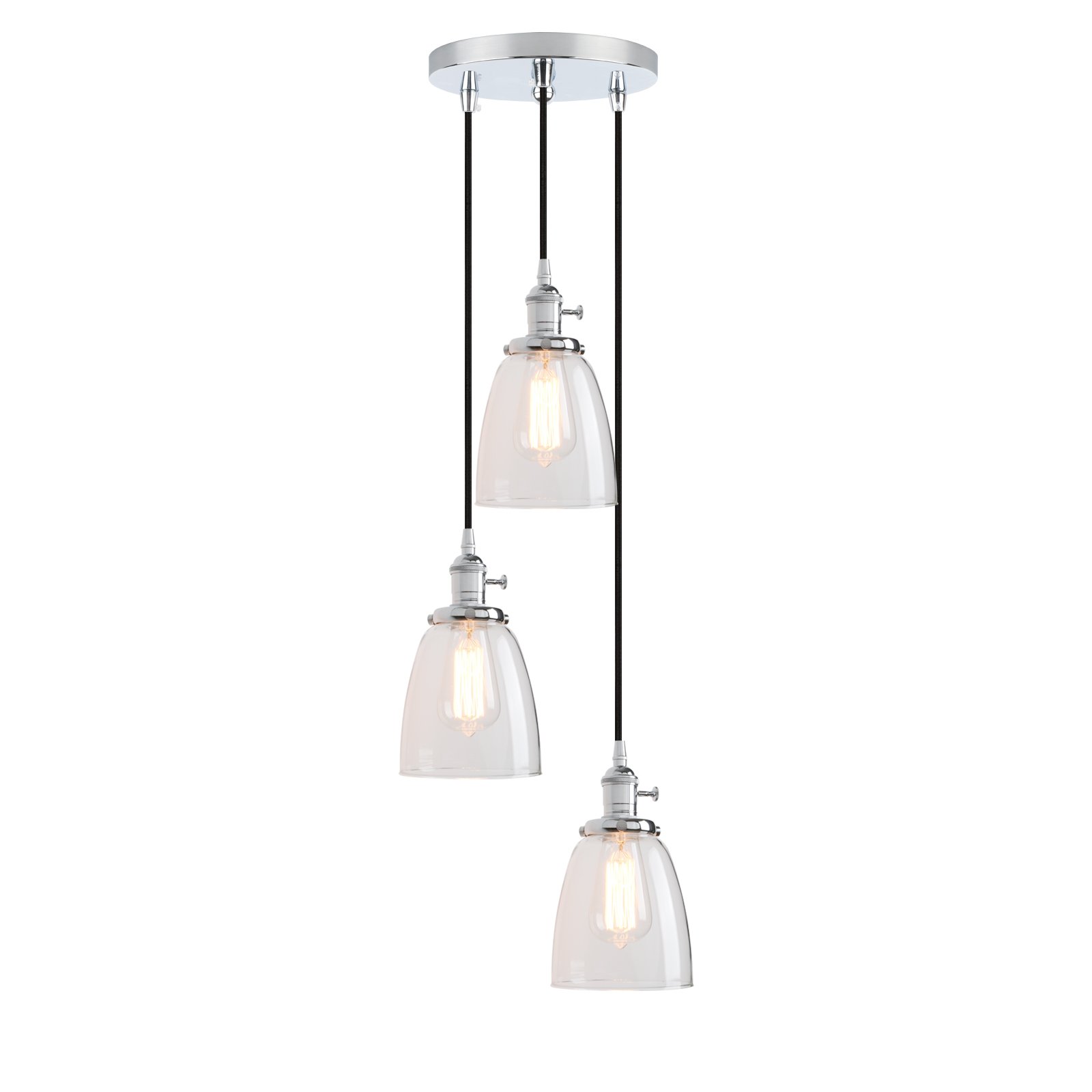 PathsOn Industrial Modern Retro Edison Pendant Lights Lamp Flush Ceiling Light 3 Lights Hanging Light Fittings Chandelier for Loft Bar Island Living Room Dining Room Bedroom