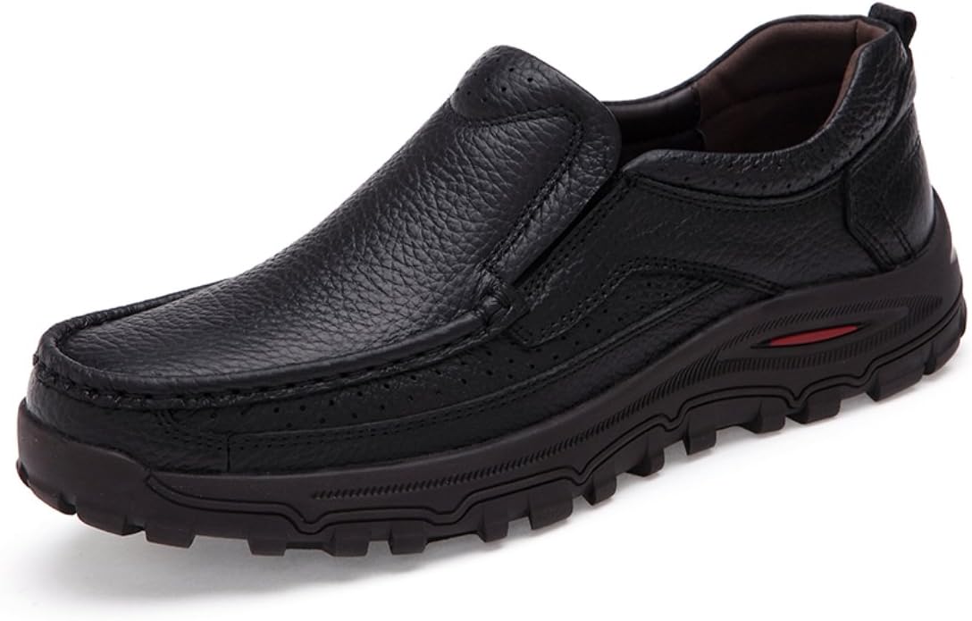 ZXWFOBEY Mens Fashion Outdoor Mountaineering Leather Shoes Slip-On Formal Shoes