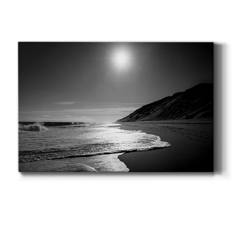 Alfred Sisley、砂のある海岸、希少画集画、新品高級額、額装付 Amazon.com: Renditions Gallery Black White Beach Painting