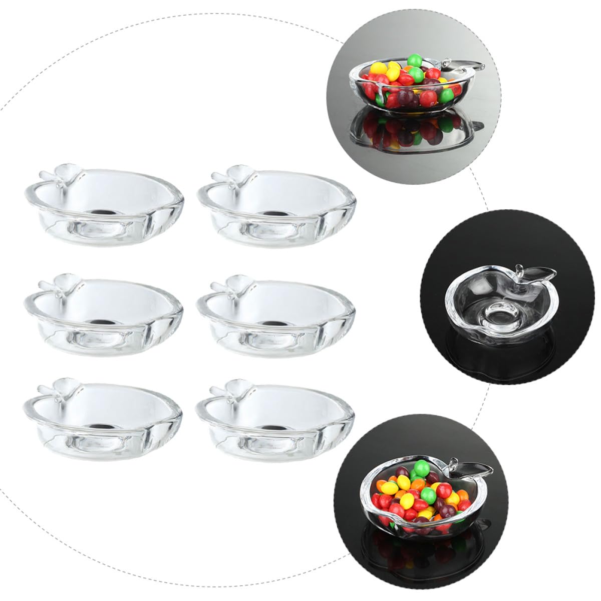 Assiette à Tremper Multifonction Petite Soucoupe, 6 Pièces en Verre