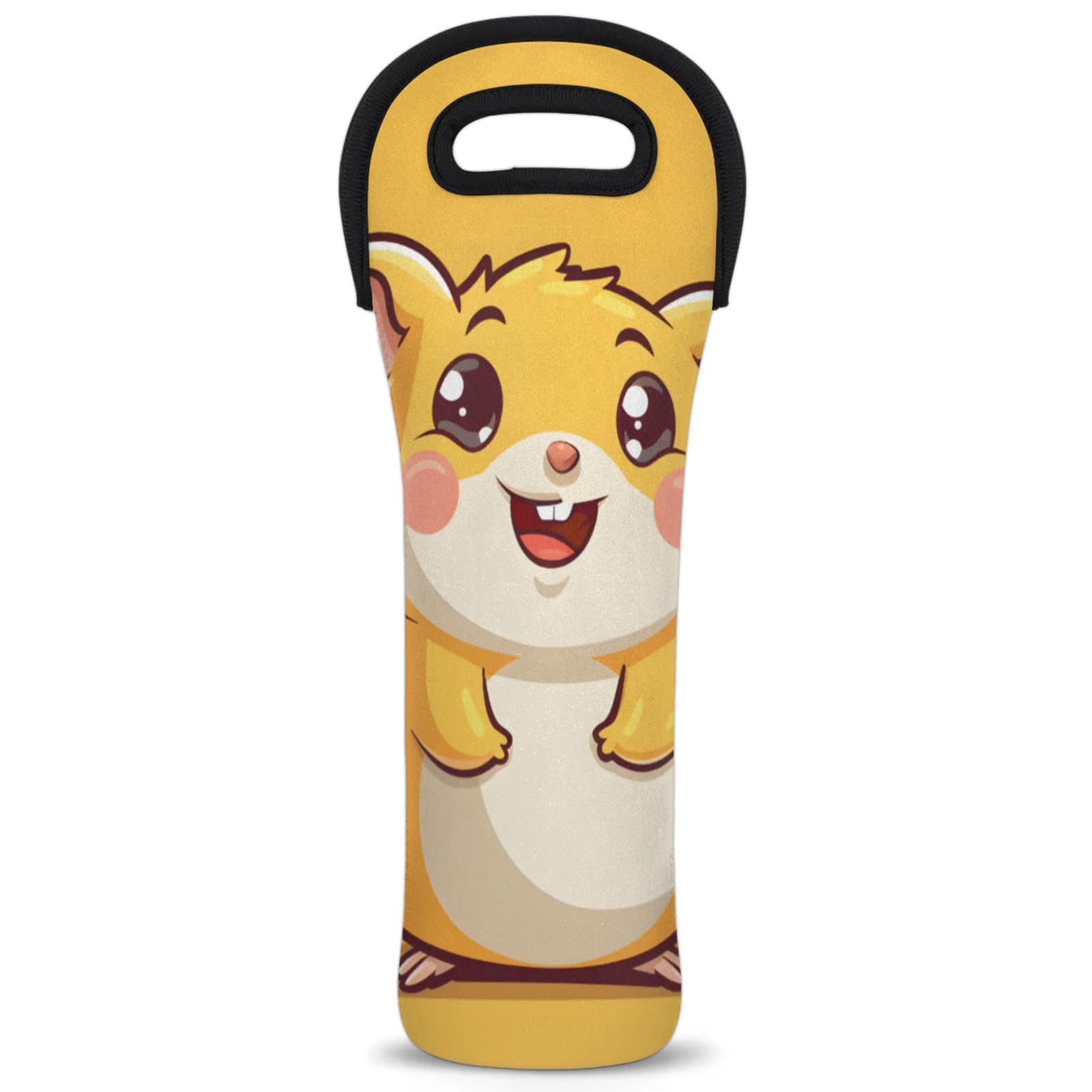 Neoprene Wine Tote Carrier Bag for Wine,Water, Champagne, Beer, Baby Bottles 15.6 x 5.1 Inches, Protective Wine Bag,Hamster Cute