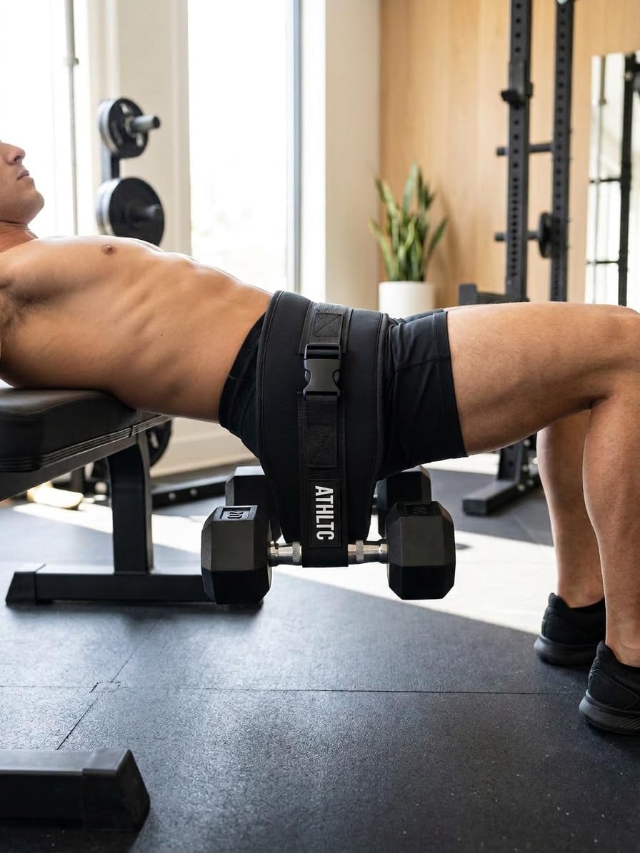 Hip Thrust Belt for Dumbbells - Adjustable Slip-Resistant Neoprene Booty Belt - Glute Belt for Hip Thrusts and Glute Bridges - Supports Kettlebells and Plates