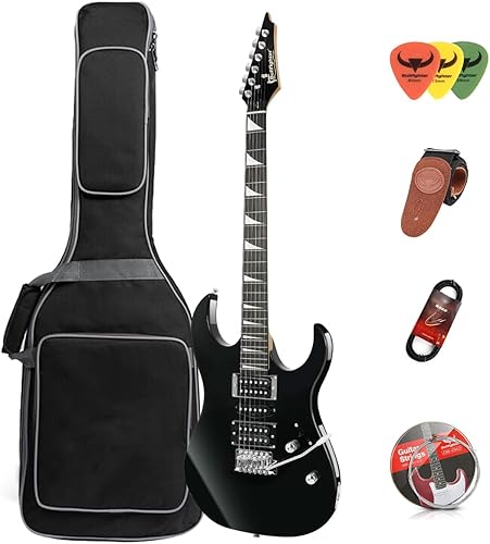 Guitarra eléctrica ST single shake adulto principiante principiante rock rendimiento profesional guitarra eléctrica set-D150 (negro)