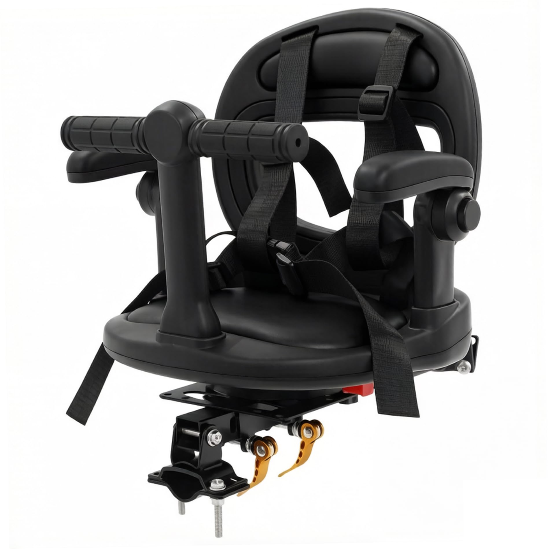 Grtheenumb Child Bike Seat, Toddler Bike Seat Front Mount Rotating Child with Double Secure Lock & Adjustable Armrests Baby Carrier for Kids 1-6 Years, Easy Installation, Black
