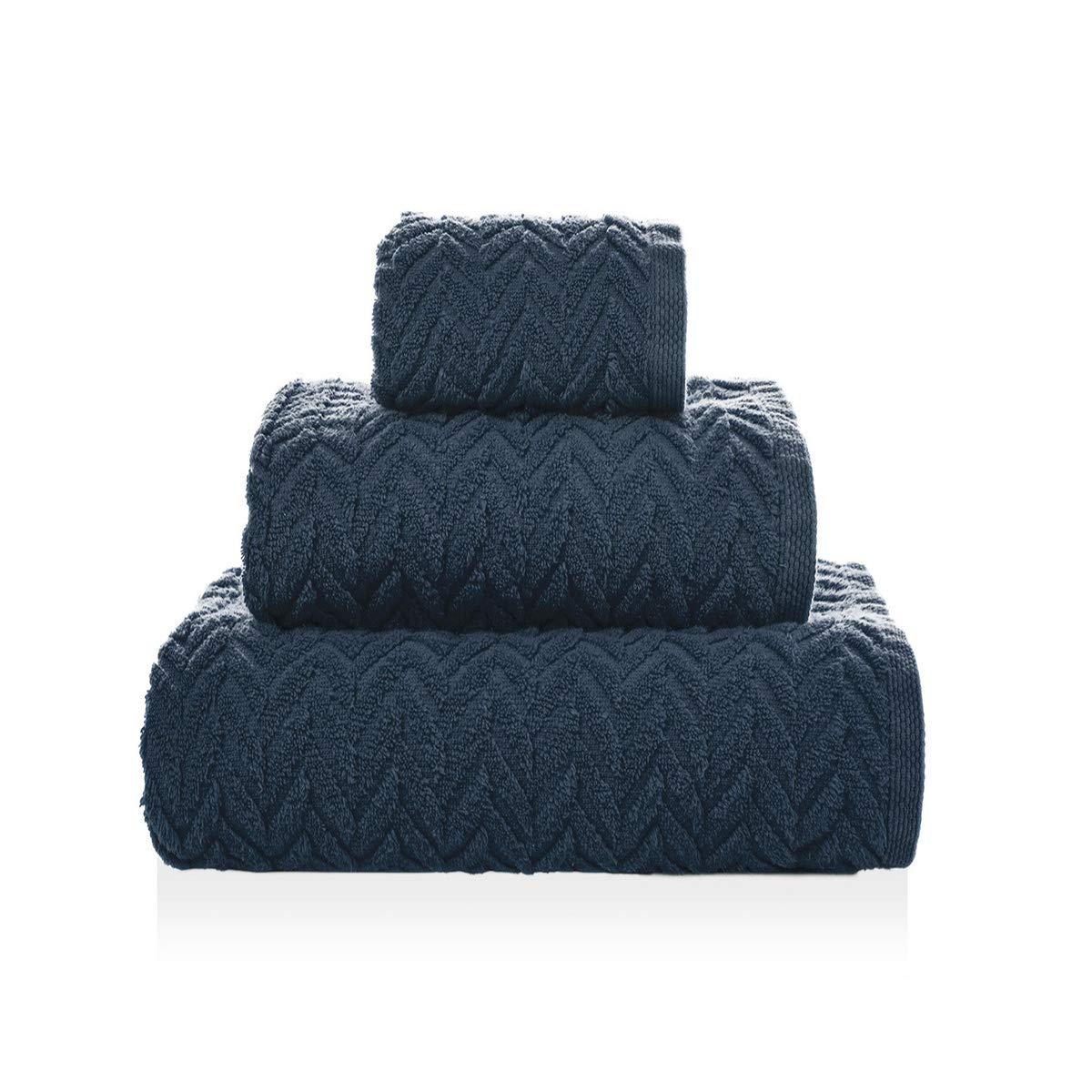 Set de serviettes Sorema Chevron bleu foncé au tissage haut de gamme