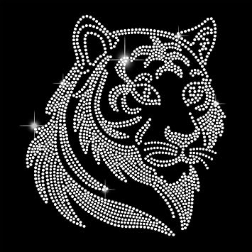 SUPERDANT Tiger Iron on Rhinestones Crystal Heat Transfer Stickers Animal Iron on Decals Rhinestone Patches for Man Woman T-Shirt Clothing Hoodie Jackets Tote Bag DIY Art Craft Gifts 11.7x8.3in