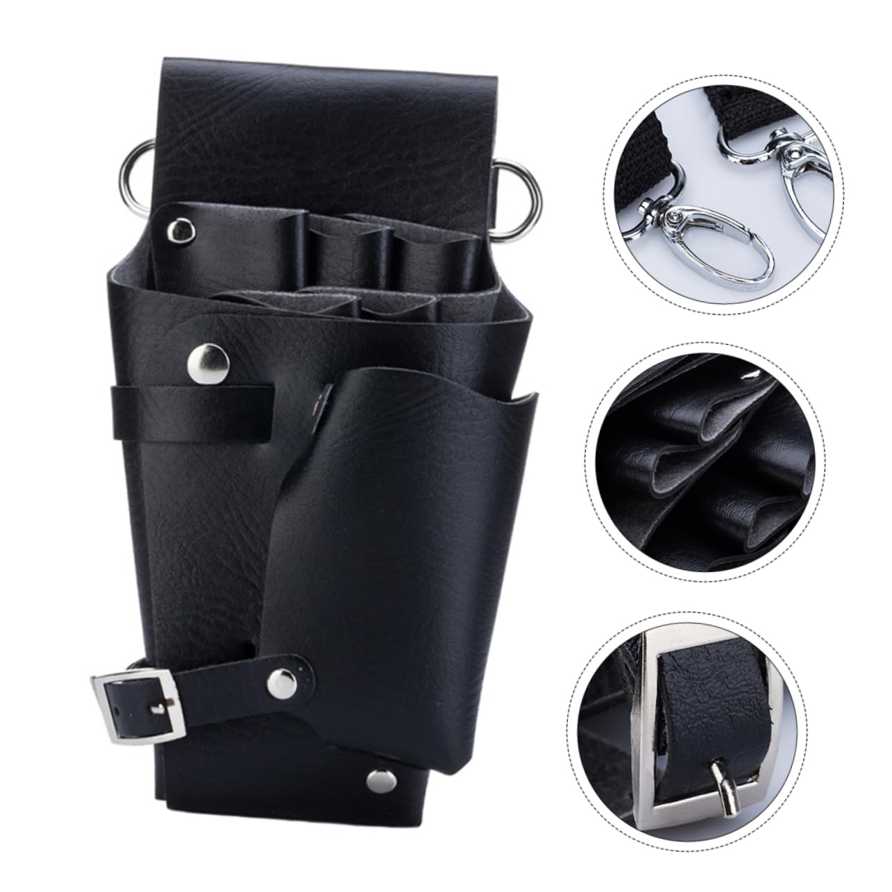 Unomor Leather Scissor Bag for Hair Stylist Hairdresser Scissors Pouch Salon Waist Apron Haircut Scissors Case Barber Tools Bag