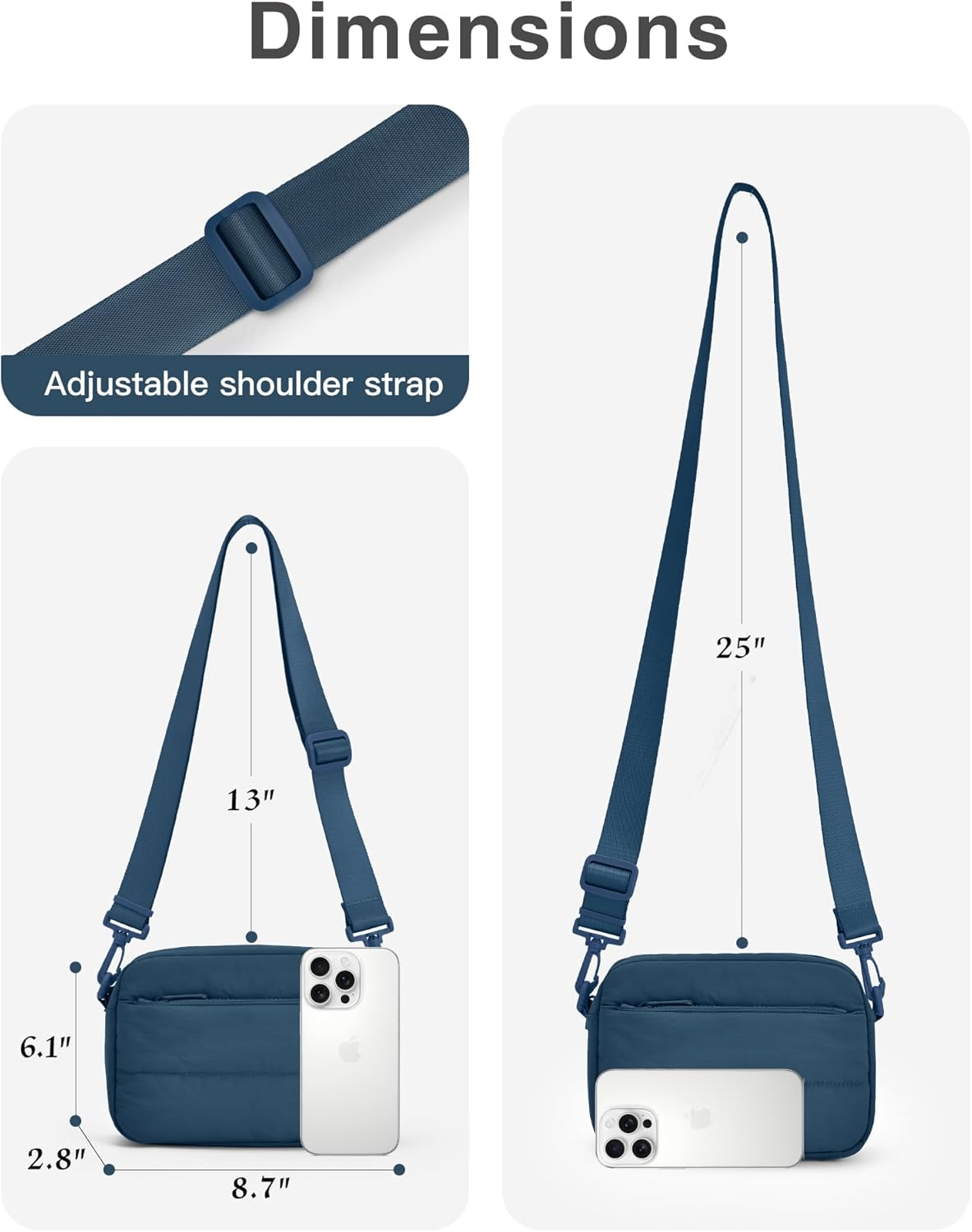 Gitus Crossbody Bags for Women Small Puffy Shoulder Handbag Travel Cross Body Purse with RFID Blocking Cards Slot - Image 6