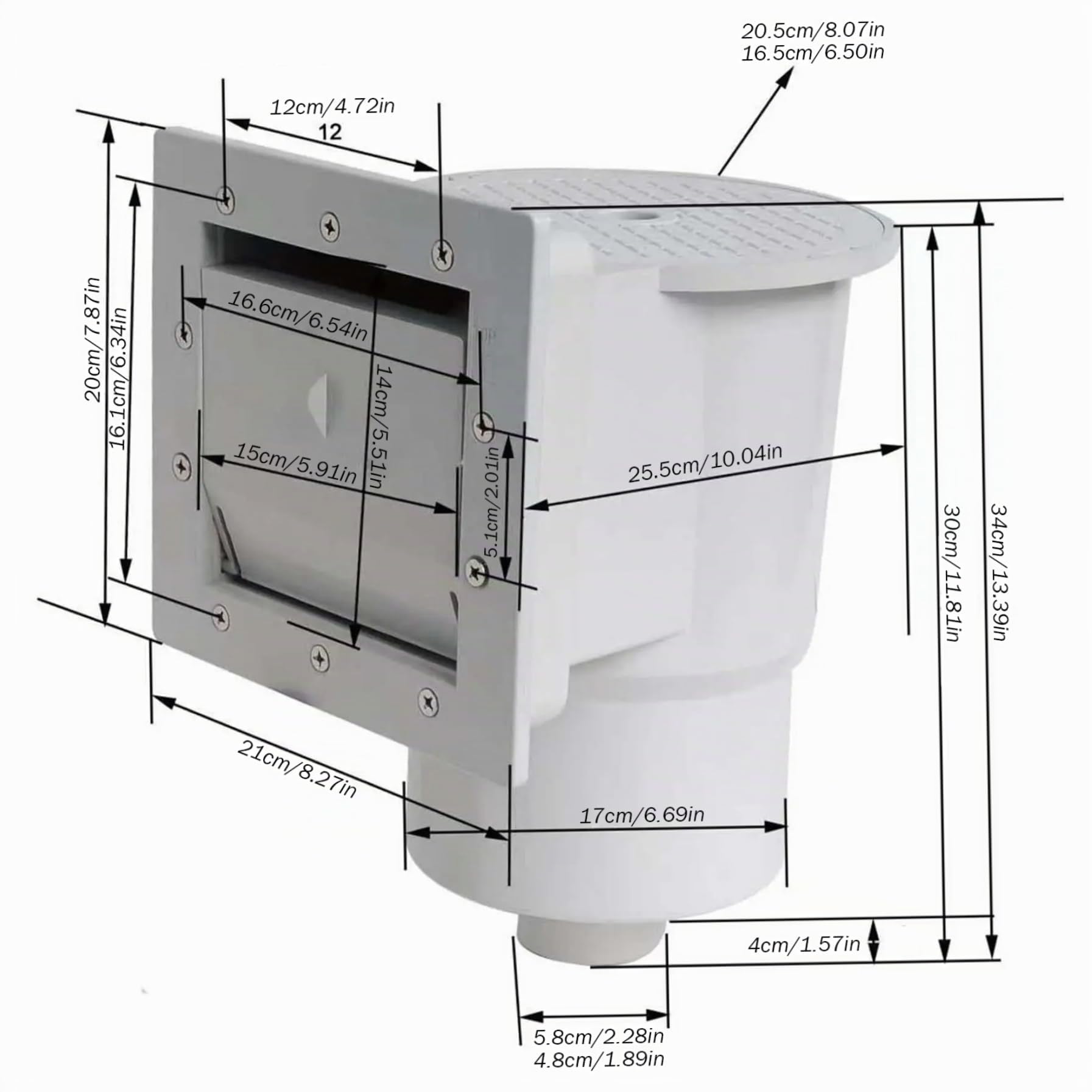 Skimmer della Piscina Fuori Terra 1 Set Skimmer della Piscina di Ricambio ABS per Foglie e detriti rimozione degli Accessori Fuori Terra