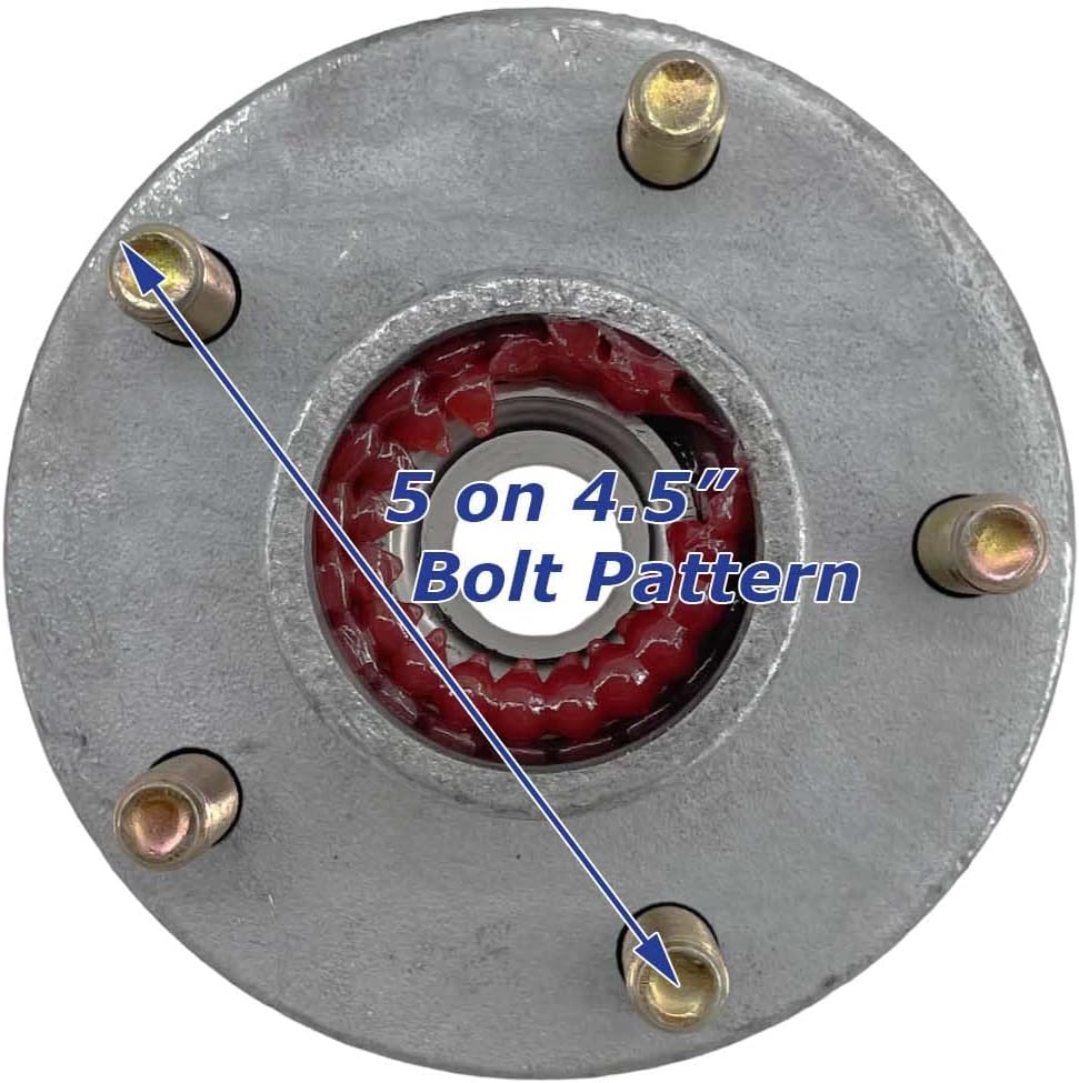 Sturdy Built Complete Galvanized Pre Greased Trailer Hub Kit 5 Lug 2,000 lb Axle 1 1/4" Seal w/Lug Nuts and Dust Cap