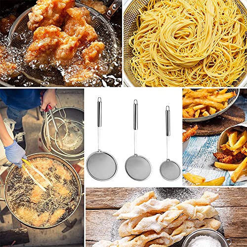 Aiareozy 14cm Espumaderas de Cocina, Espumadera Acero Inoxidable, Colador de Alimentos para Cocina, Fina Espumadera con Colador para Freír Pastas Espaguetis y Fideos, Evitar Salpicaduras