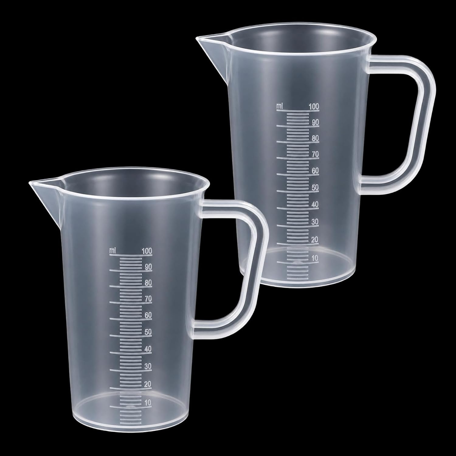 Psiriol2PCS 100ml Plastic Graduated Beaker Liquid Measuring Cup with Handle