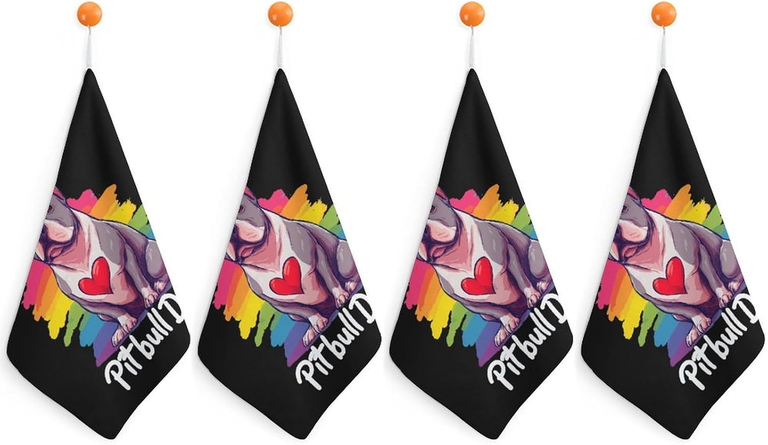 Pitbull Dad Microfiber Hand Towels for Bathroom Soft Absorbent Bath Kitchen Towel with Hanging Loop 4PCS