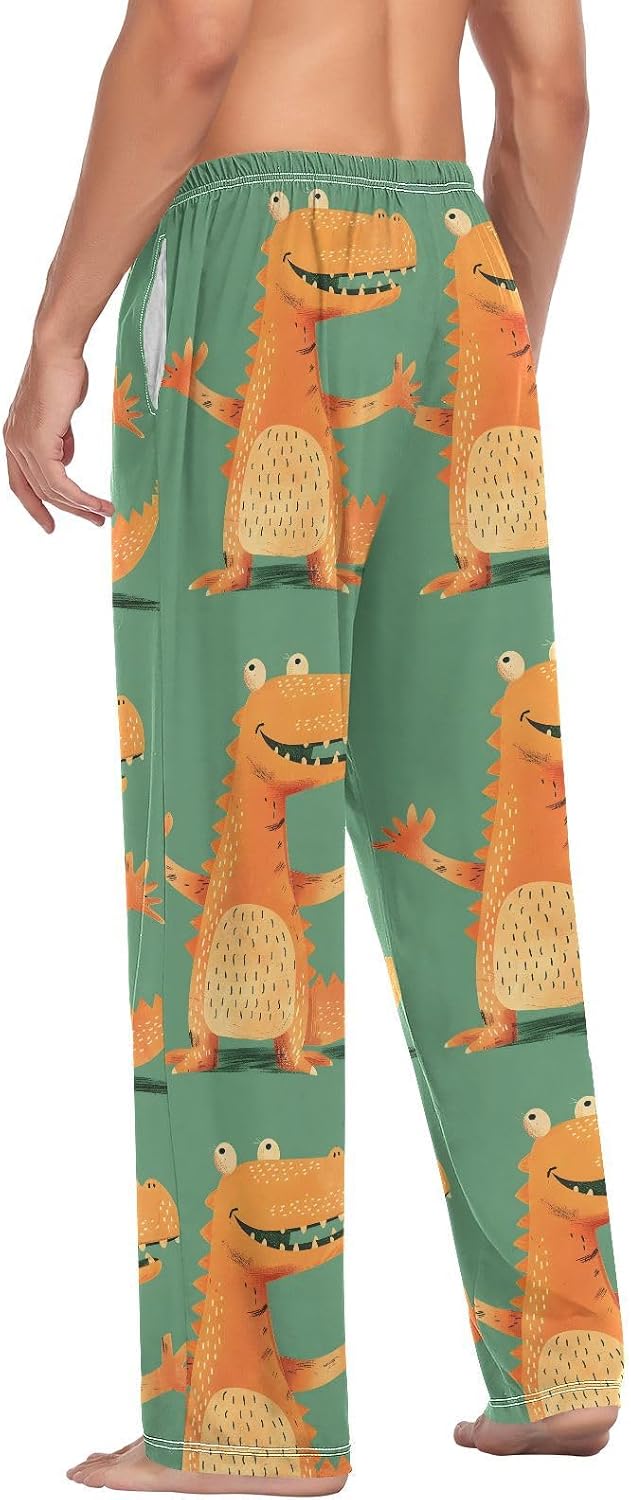 ALAZA Funny Alligator Men's Sleepwear Mens Pajama Pants Bottoms with Pockets, S