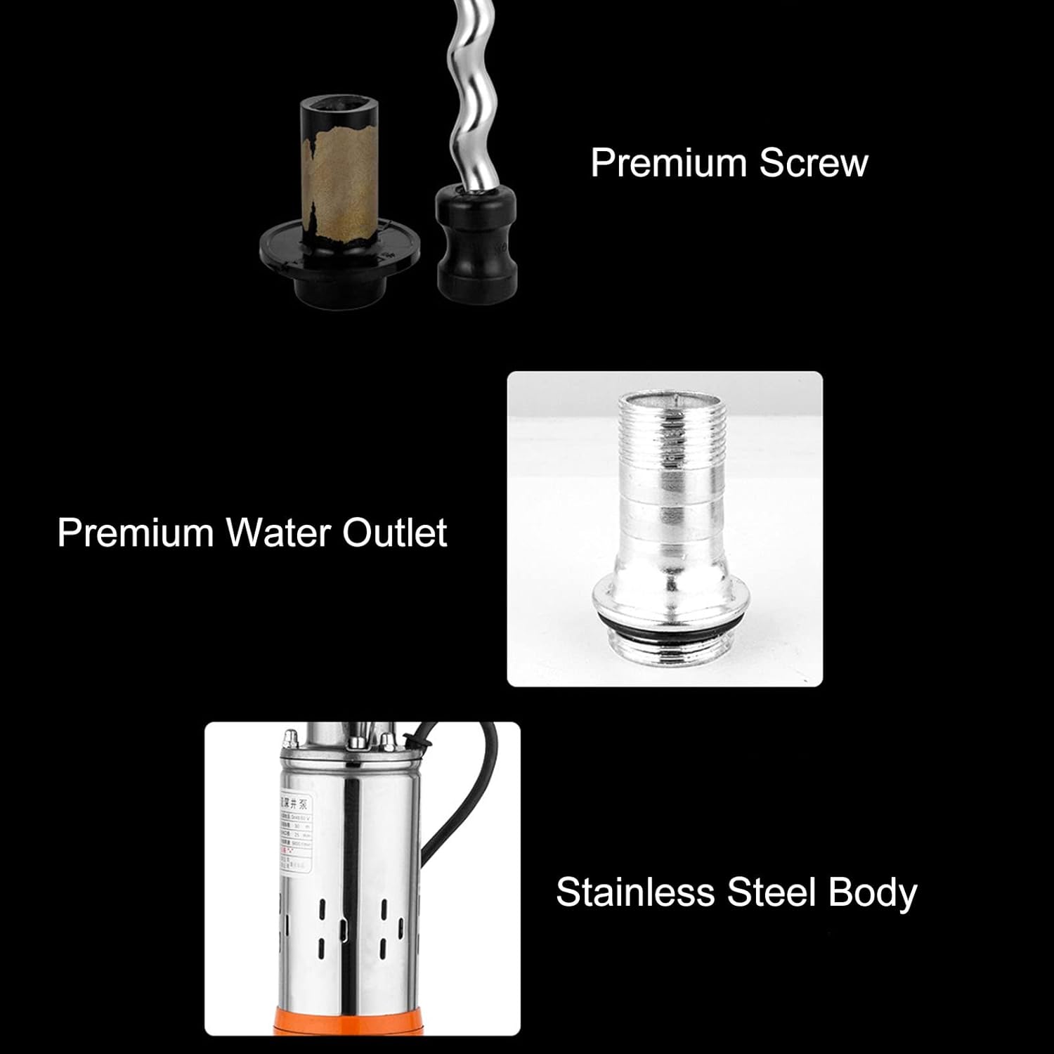 Well Pump,DC Solar Pump Copper Motor Deep Well Submersible Water Pump, Stainless Steel Deep Well Pump for Industrial and Home Use,