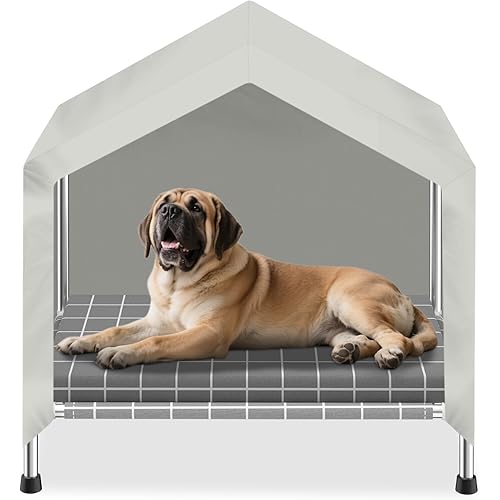 Elevated Dog House with Soft Cushion Insert - Comfortable Pet Home with Elevated Design, Sturdy Dog Shelter for Indoor/Outdoor Use,Perfect for Medium Pets
