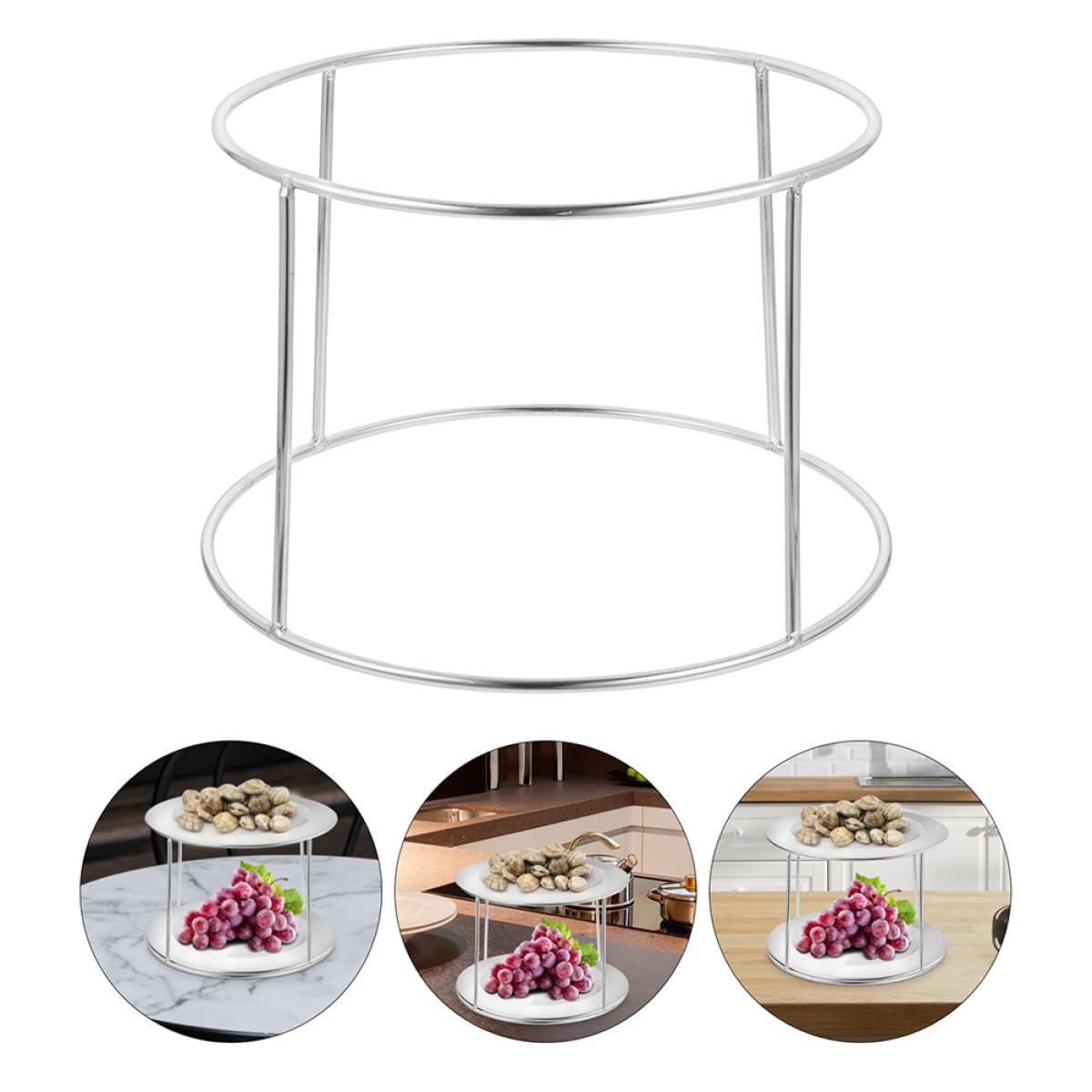 POPETPOP Présentoir Buffet 2 Pièces en Acier Inoxydable, Support à Pizza et Étagère à Fruits de Mer pour Présentation et Service en Restaurant