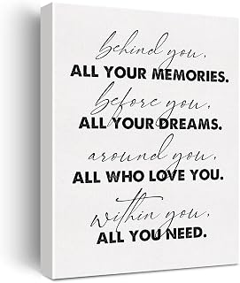 Inspirational Canvas Wall Art Motivational Behind You All Your Memories Before You All Your Dreams Canvas Print Painting Home Wall Decor Framed Graduation Gift 12x15 Inch