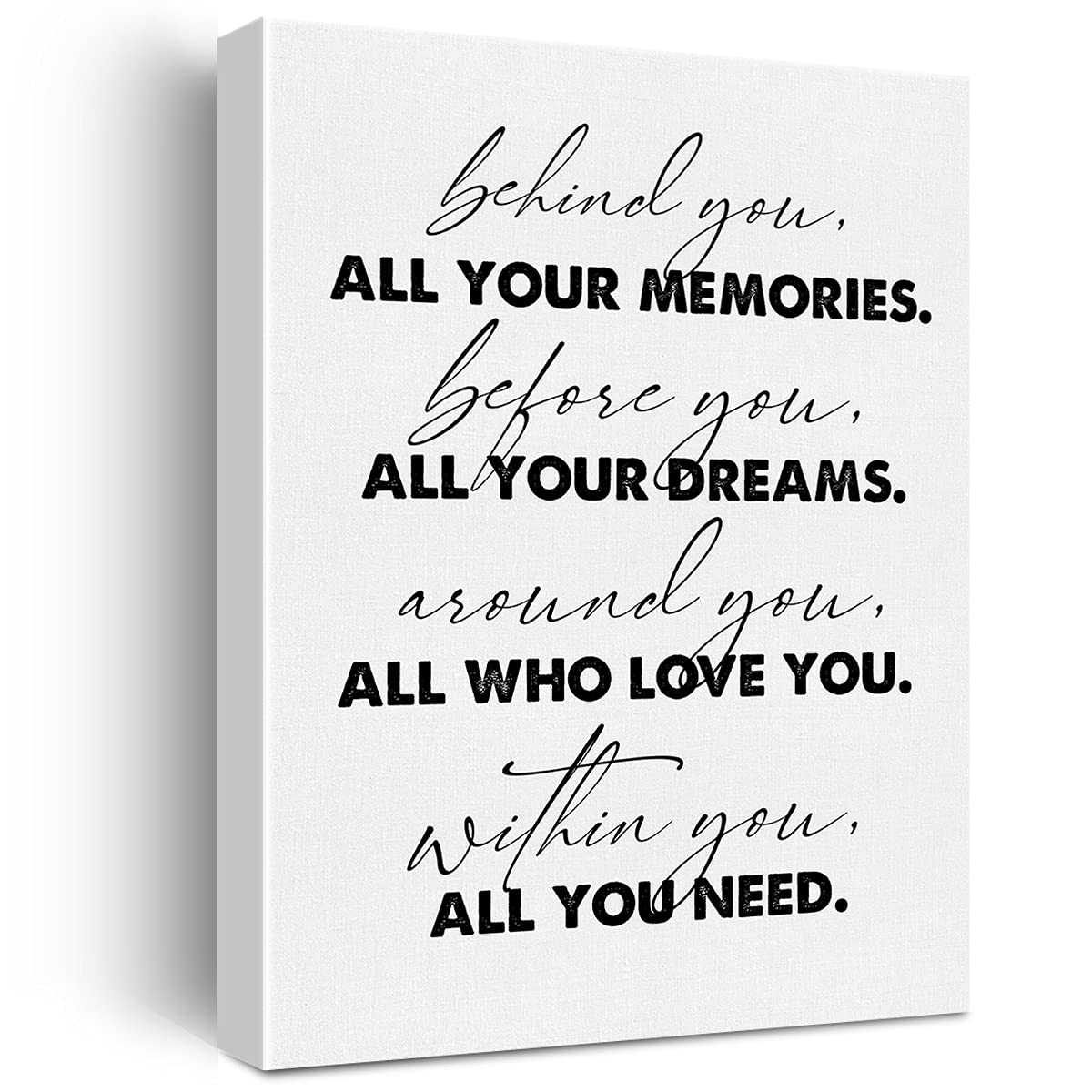 Jaesxxco Inspirational Canvas Wall Art Motivational Behind You All Your Memories Before You All Your Dreams Canvas Print Painting Home Wall Decor Graduation Gift Unframed 8x10inch